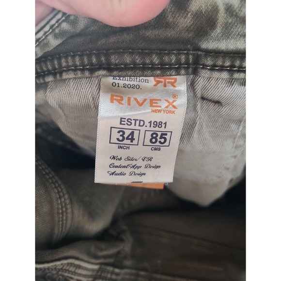 Rivex Gray Denim Tapered Leg Stretch Mid Rise Flat Front Jeans Men's Size 34 - Picture 5 of 7